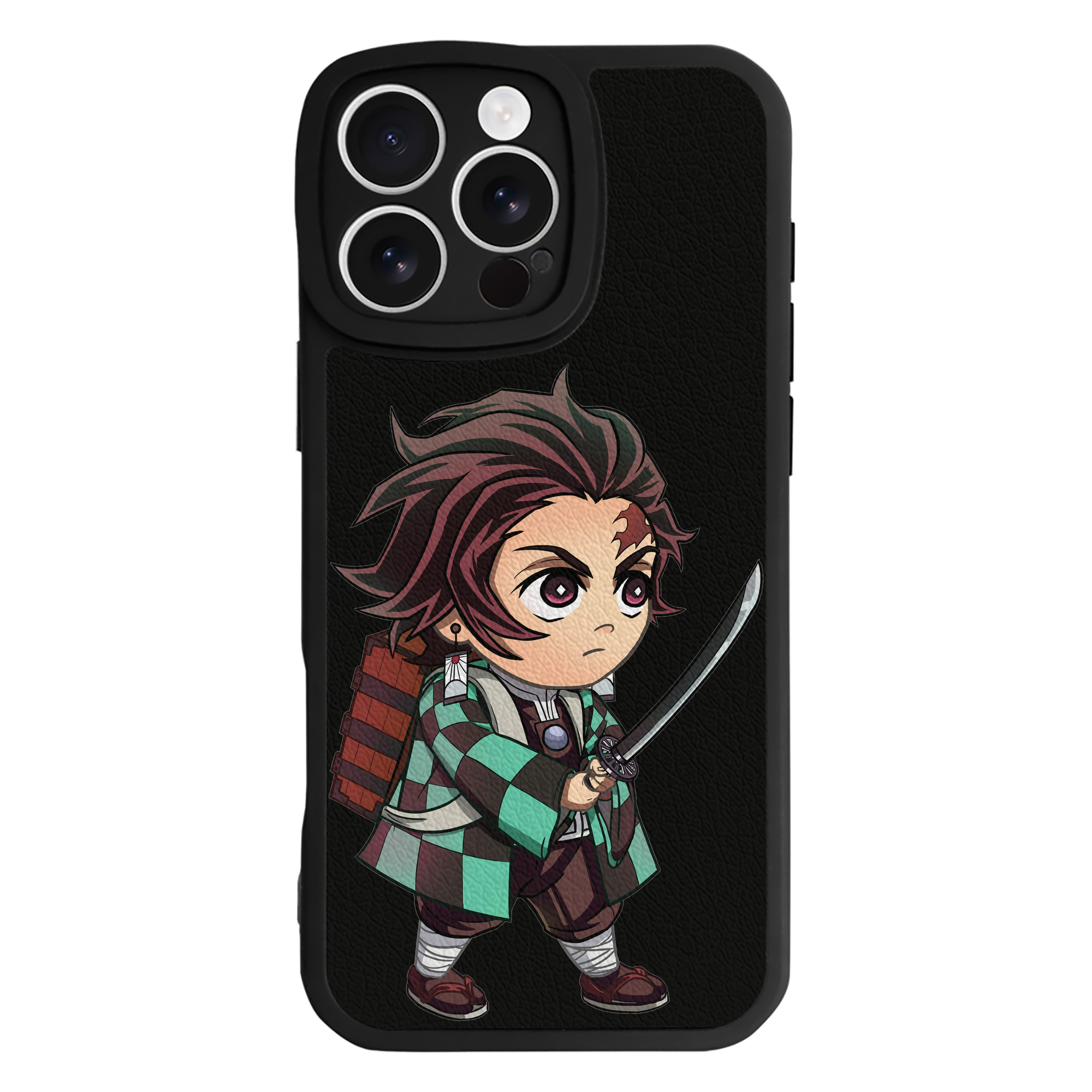 （画像用） 鬼滅の刃 竈門 炭治郎／かまど たんじろう Kamado Tanjirou 【iPhone 16シリーズ対応】シリコンスマホケース（レザー調） 材質：シリコン
